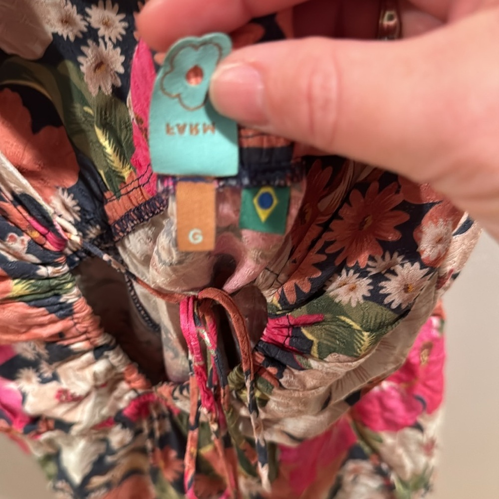 Farm Rio Tropical Hibiscus Floral Spaghetti Strap Mini Dress - Picture 7 of 7